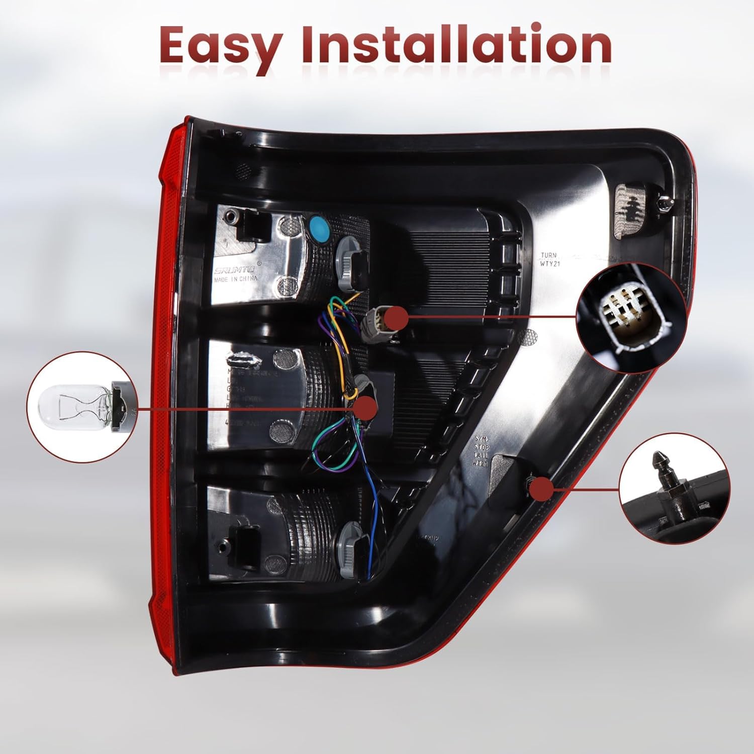 Tail Lights W/Bulb and Harness Assembly Compatible with 2021 2022 2023 Ford F150, Rear Light Taillights Replacement # ML3Z-13405-E ML3Z-13404-E