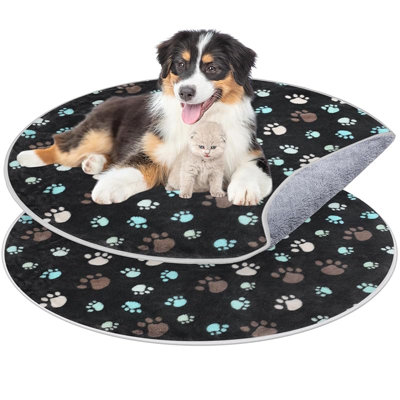 Tapete higiênico redondo lavável para cães Clysee, impermeável, preto, 80 cm, pacote com 2