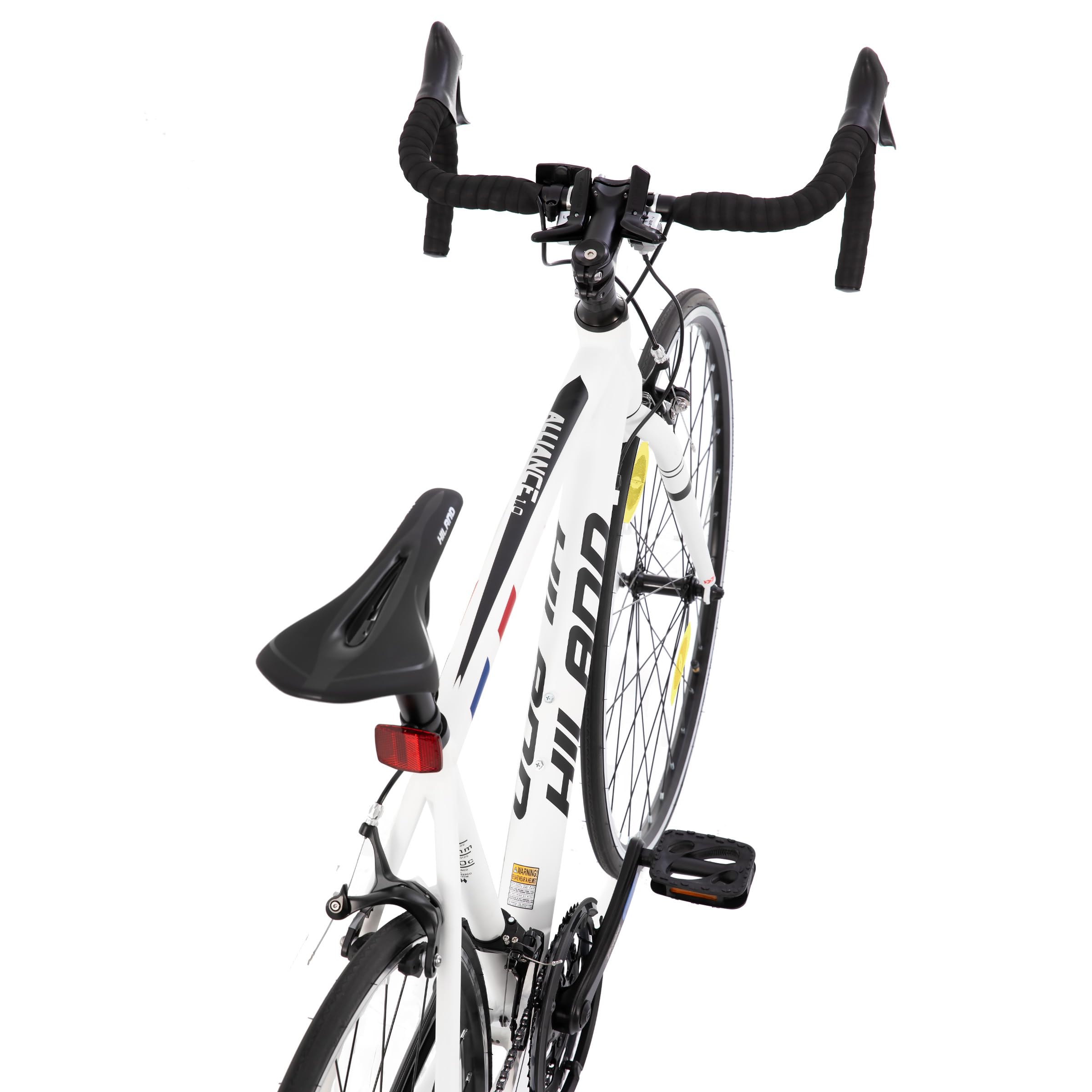 Hiland Bicicletta a pendolo ibrida da da 28 pollici, telaio in alluminio 700c bici da strada, per uomini e donne, 14 velocità, per adulti, telaio da 530 mm, Bianco