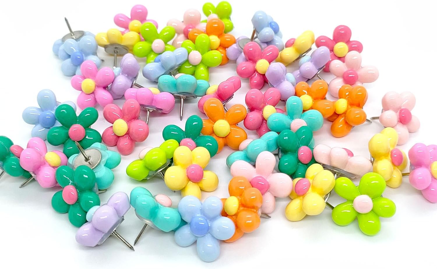 50 PCS Flower Push Pins Cute Flower Thumb Tacks Cork Board Tacks,Bulletin Board Tacks,Thumb Tack Decorative for CorkBoard, Office Organization or Home image 2