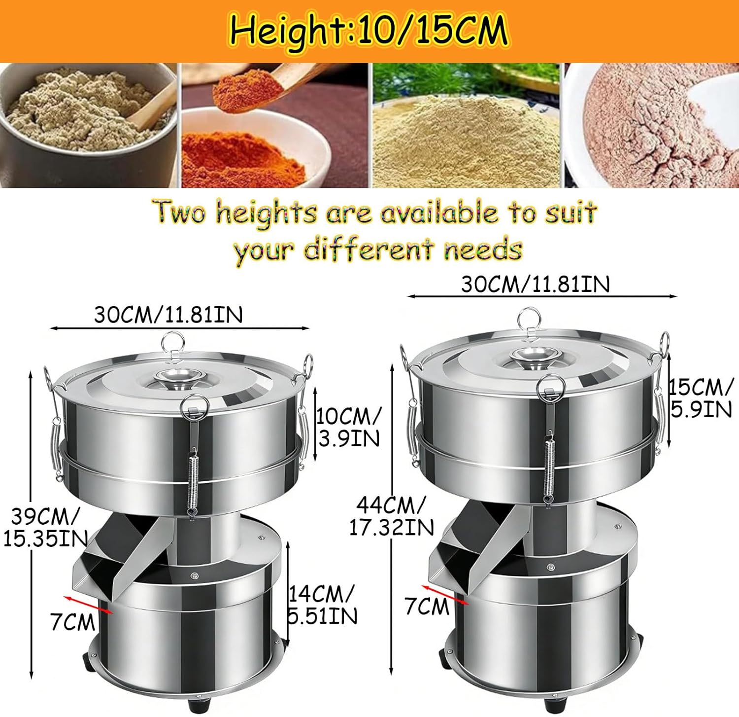 Electric Vibrating Sifter, Automatic Powder Sifter Machine,304 Stainless Steel Lab Sieve Shaker Vibrating Screen, with 40-200 Mesh Sieve Screen,for Baking Flour Powders 120mesh-15CM