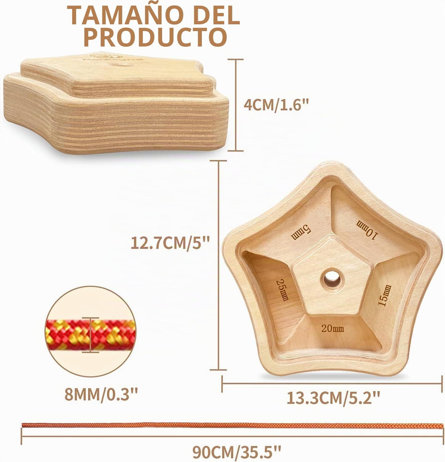 MonkeyTail Hangboard - Tabla de escalada para fortalecer el mango de escalada de madera para interiores y exteriores