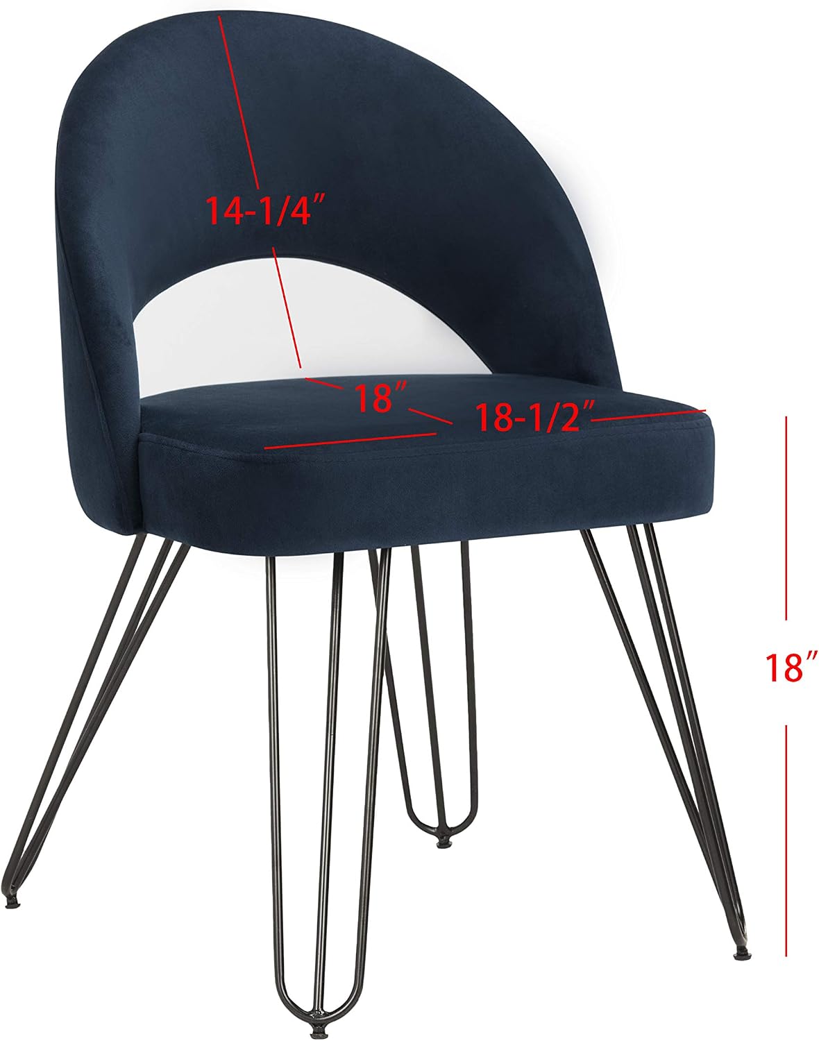 Safavieh Home Jora Retro Navy Velvet and Matte Black Dining Chair, Set of 2