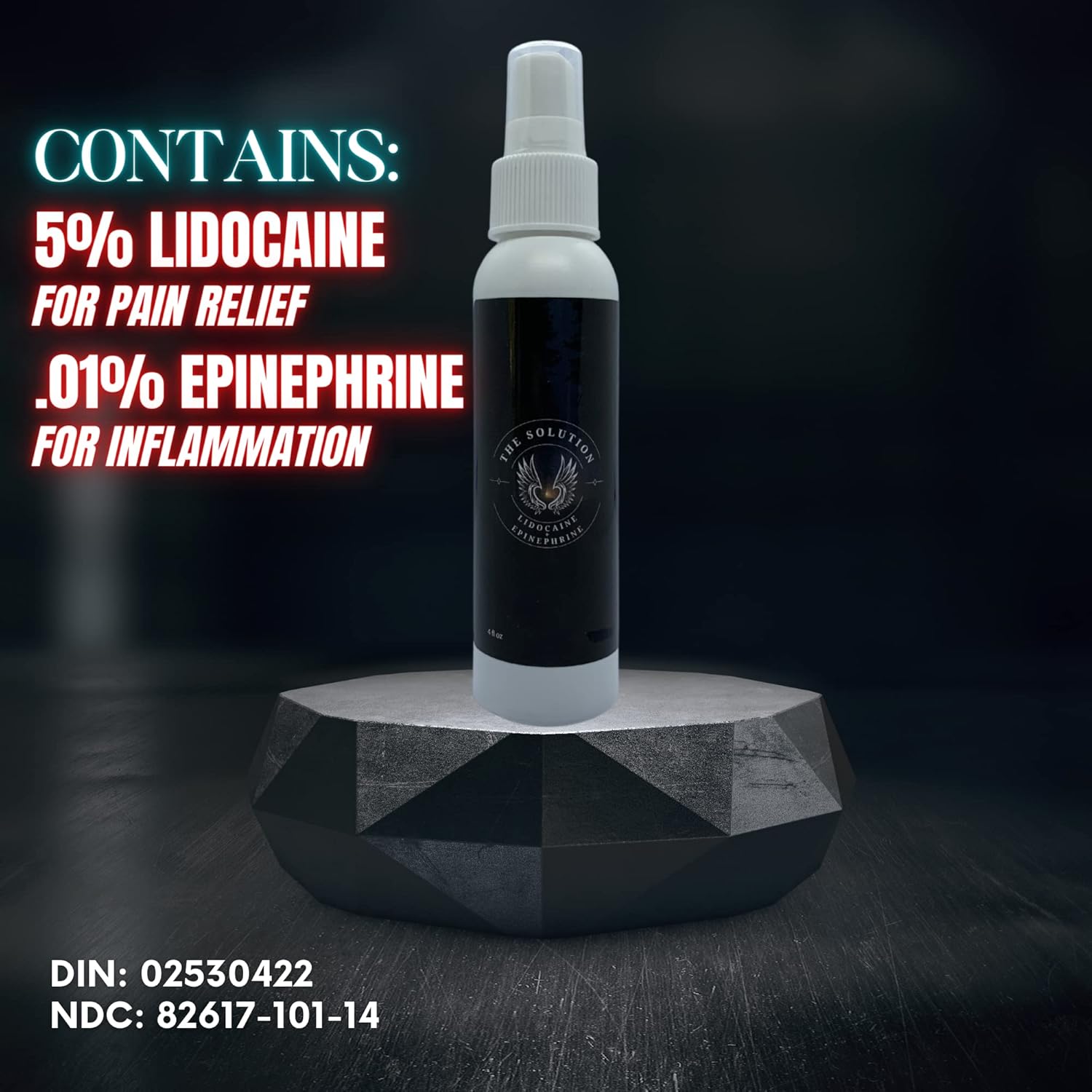 The Solution 5% Lidocaine .01% Epinephrine, Maximum Strength Topical Pain & Inflammation Numbing Spray By Scalp Tech Inc, 4 Fl Oz, 142 grams