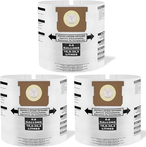 Shop Vac - Bolsas de repuesto de 5 a 8 galones, paquete de 5 bolsas de filtro desechables para aspiradora 90661 tipo E, 9066100, 906-611, 9066133,