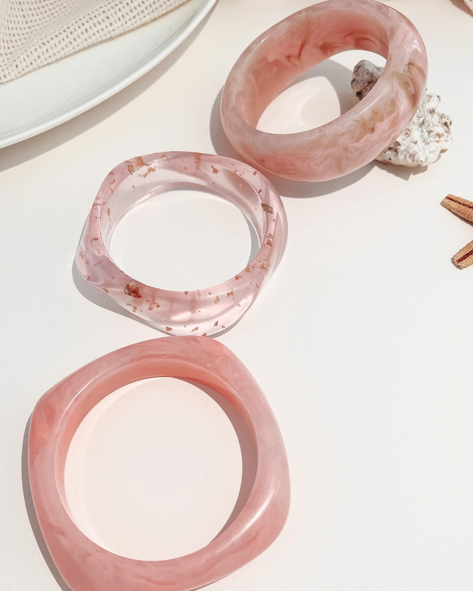 ÌF ME Acrylic Bangles Bohemian Bracelets for Women, Maillard Vintage Acrylic Resin Chunky Bangles Bracelets Fashions Thick Statement bangle Set view 7