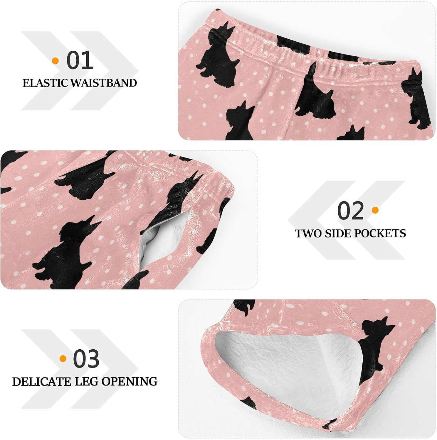 Scottish Terrier Dogs Silhouette Boys Pants for Kids Fleece Bottoms Long Jogger Pants Trousers Pockets Size 6-14Y