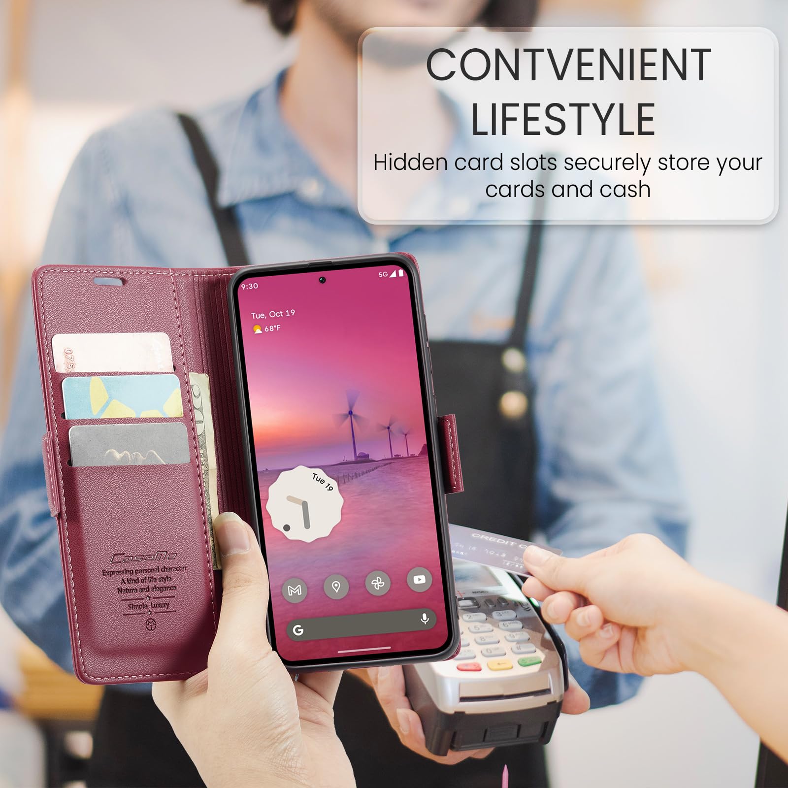 Cover for Google Pixel 10 Pro XL Wallet Case with Card Holder, Kickstand RFID Blocking Magnetic Closure Shockproof Protective PU Leather for Google Pixel 10 Pro XL Flip Case Wallet - Red — view 6