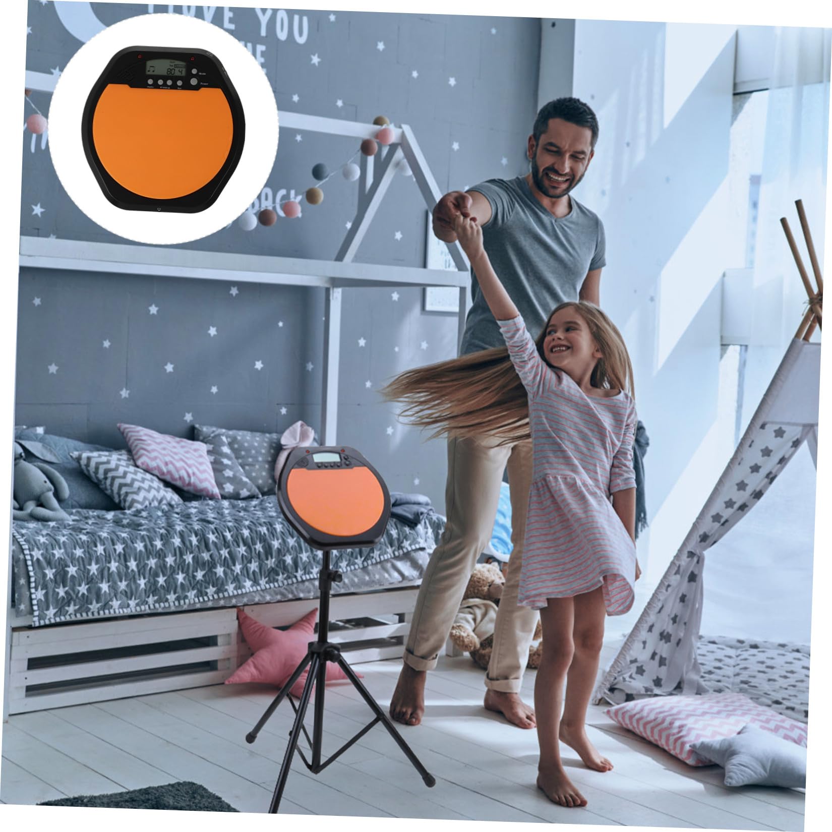 FRCOLOR Pad per Esercizi Batteria Elettronica da 8 Pollici Arancione Riduzione del Volume in Silicone e Abs Flessibile per Allenamento Ritmico