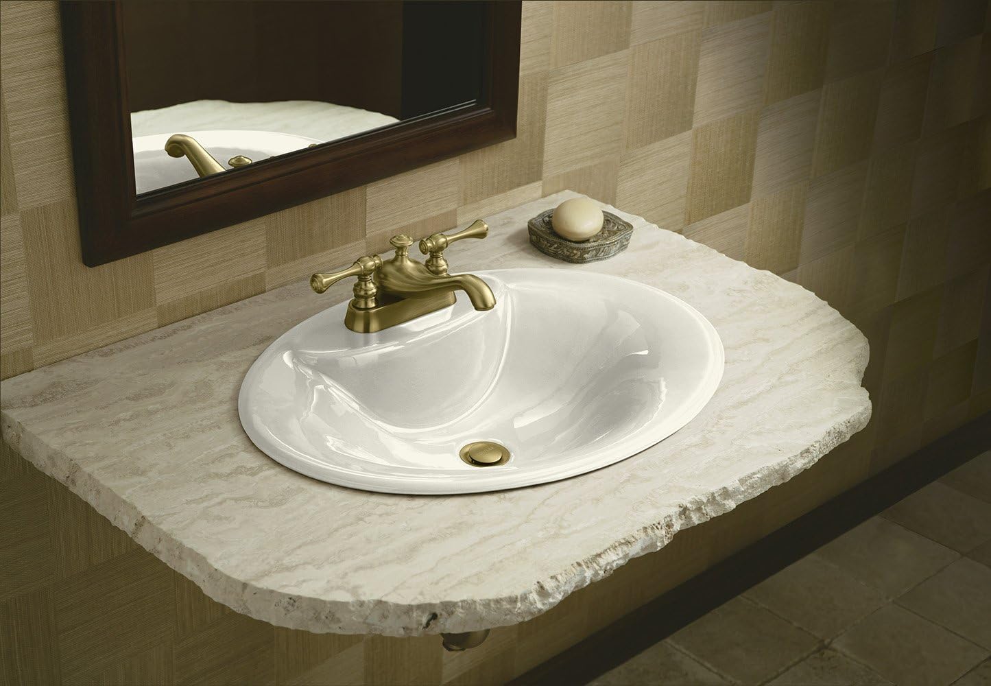 KOHLER K-2831-4-FT Maratea Self-Rimming Bathroom Sink with 4" Centers, Basalt