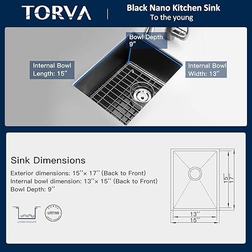 Miniatura 2 de Torva - Fregadero de cocina, nano, color negro.