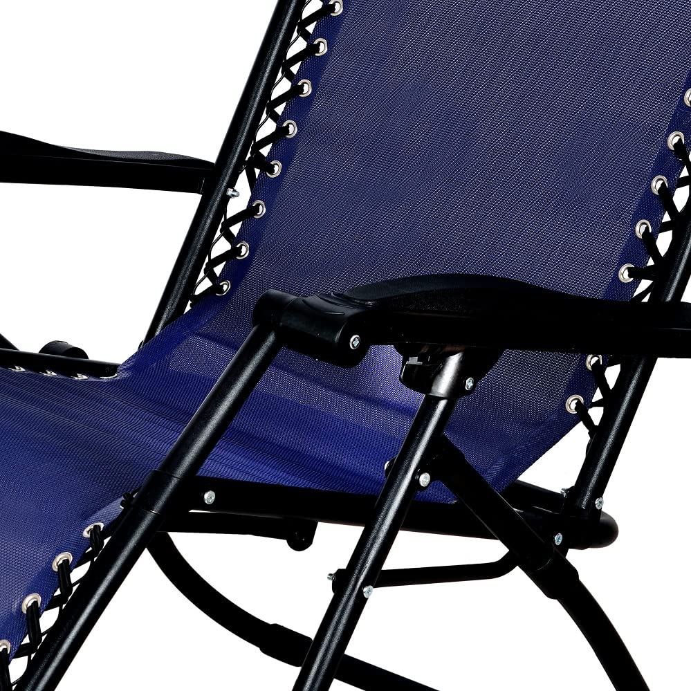 Image of ginoya brothers Stainless Steel - Recliner Sleeping Chair With Adjustable & Foldable Legs For Beach, Home Lounging, Camping Outdoor Activity (Blue)