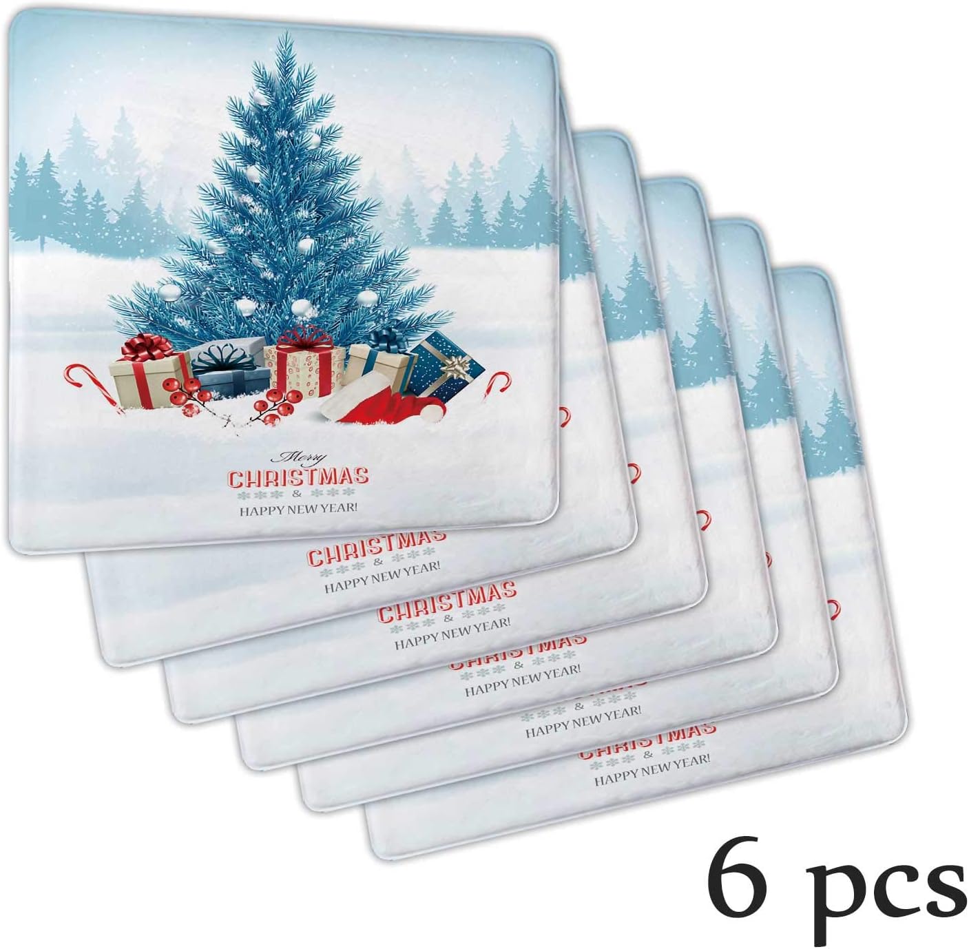 Atokker Holiday Blue Christmas Tree Presents,Bench Cushion