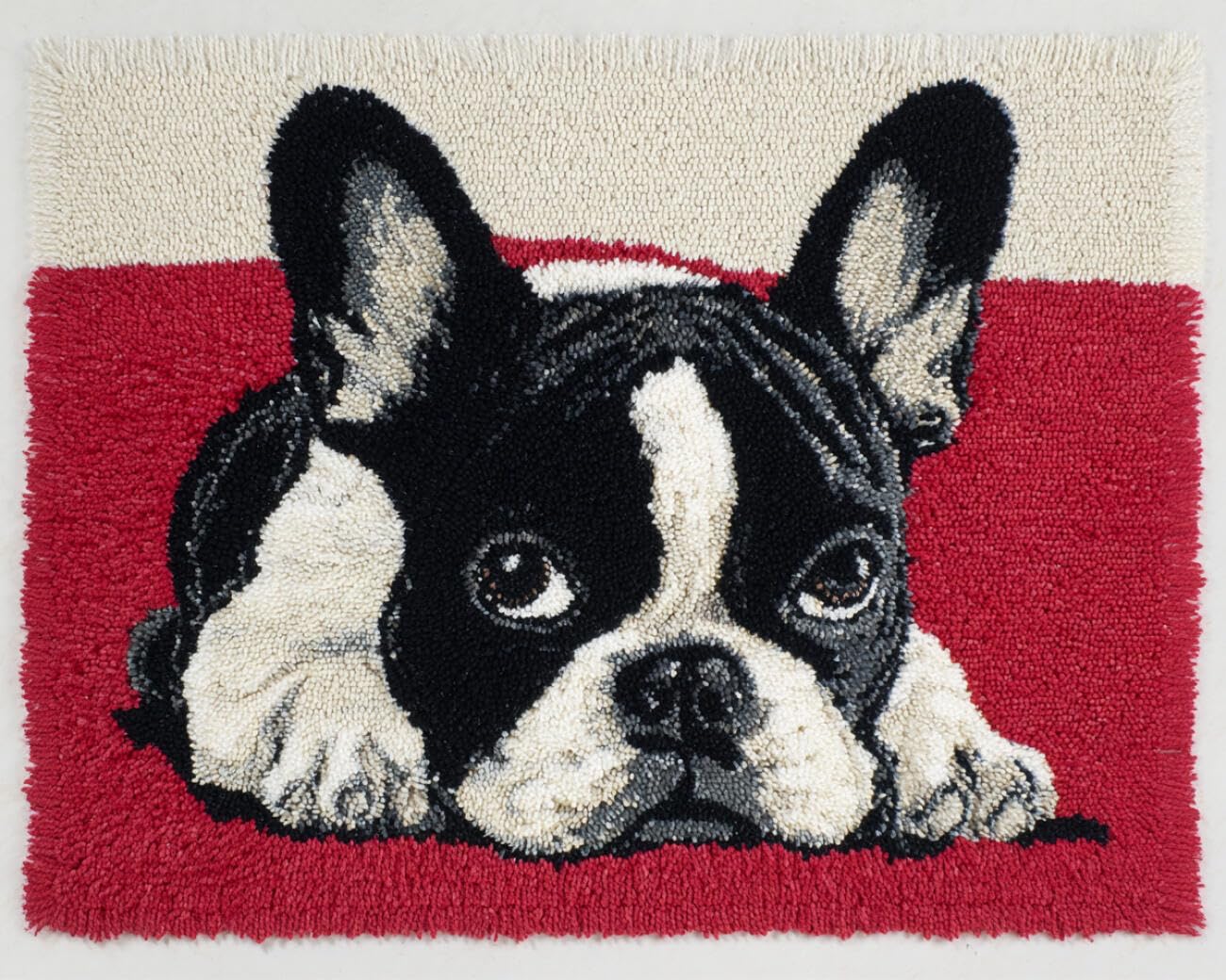 AMBATTERY Carpet Latch Hook Kit Black and White Bulldog 80x160cm