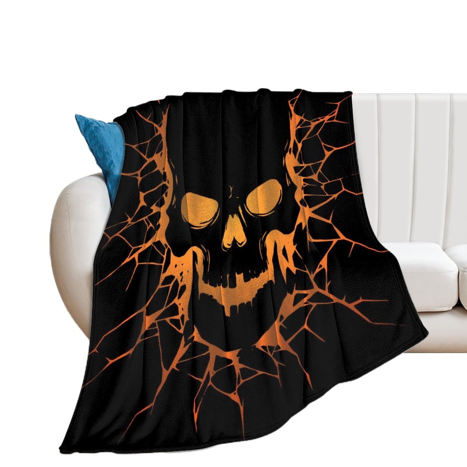 Couverture douce flanelle crâne plaid réconfortant pour lit et sofa