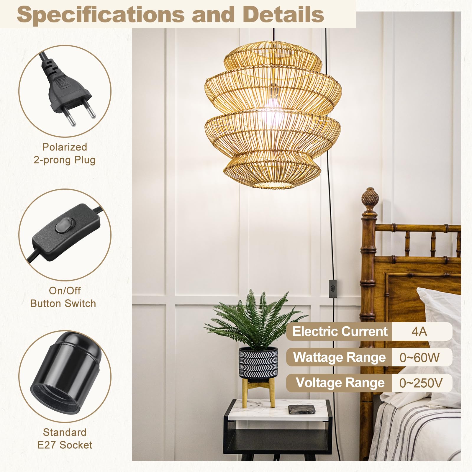 DiCUNO Oprawa lampy E27 z przełącznikiem, gwint E27 z kablem sieciowym 2 m i wtyczką EU, do zawieszenia lamp, lamp wiszących, lamp sufitowych, projektów DIY, czarna, 1 sztuka