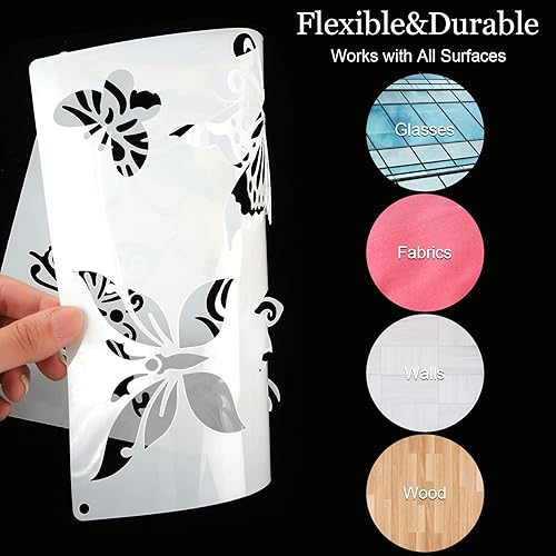 Miniatura 3 de 6 plantillas para pintar sobre madera, plantilla reutilizable para pintar con flores, abeja, mariposa, plantilla para dibujar manualidades en