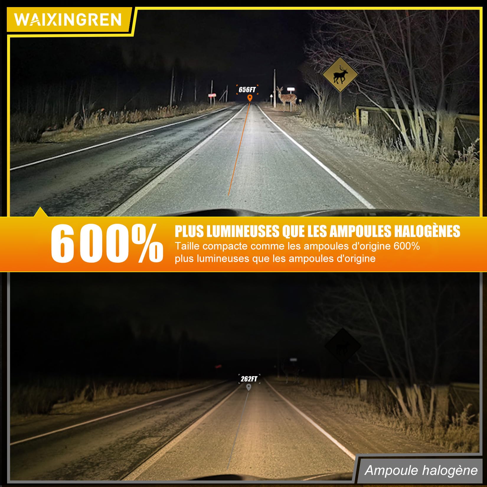 Bombilla LED H4 para Coche 36000LM, 120W, Luz Blanca 6500K, Reemplazo para Halógenas, Tamaño 1:1, Plug and Play, Más de 70000 Horas de Vida, 2 Piezas (H4/HB2)