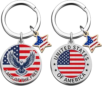 American Flag Keychain Patriotic Gift For Men Usa Accessories Souvenirs From Usa Citizenship Gifts American Gift For Foreigners American Eagle Gifts For Men Eagle Keyring For Men