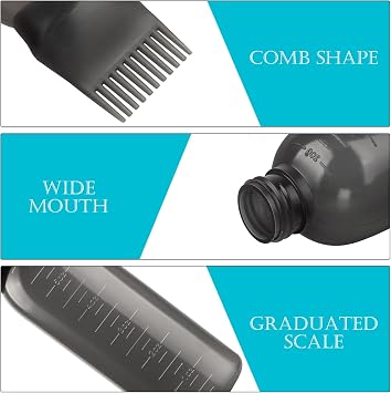 Root Comb Applicator Bottle Hair Oil Applicator Brush 3 Pack Hair Oil Bottle for Hair Root Comb Color Applicator Bottle 6 Ounce with Graduated Scale Black