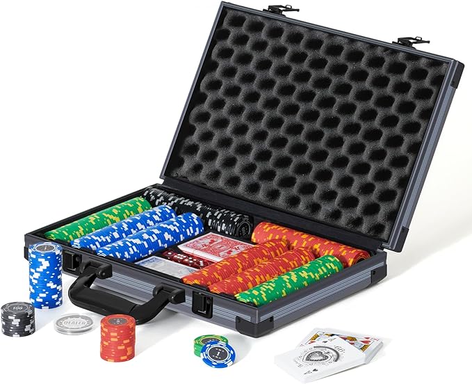 Boyzhood Poker Chips,300 Pcs Poker Set with Aluminum Travel Case,11.5 Gram Poker Chips Set for Texas Holdem Blackjack Gambling