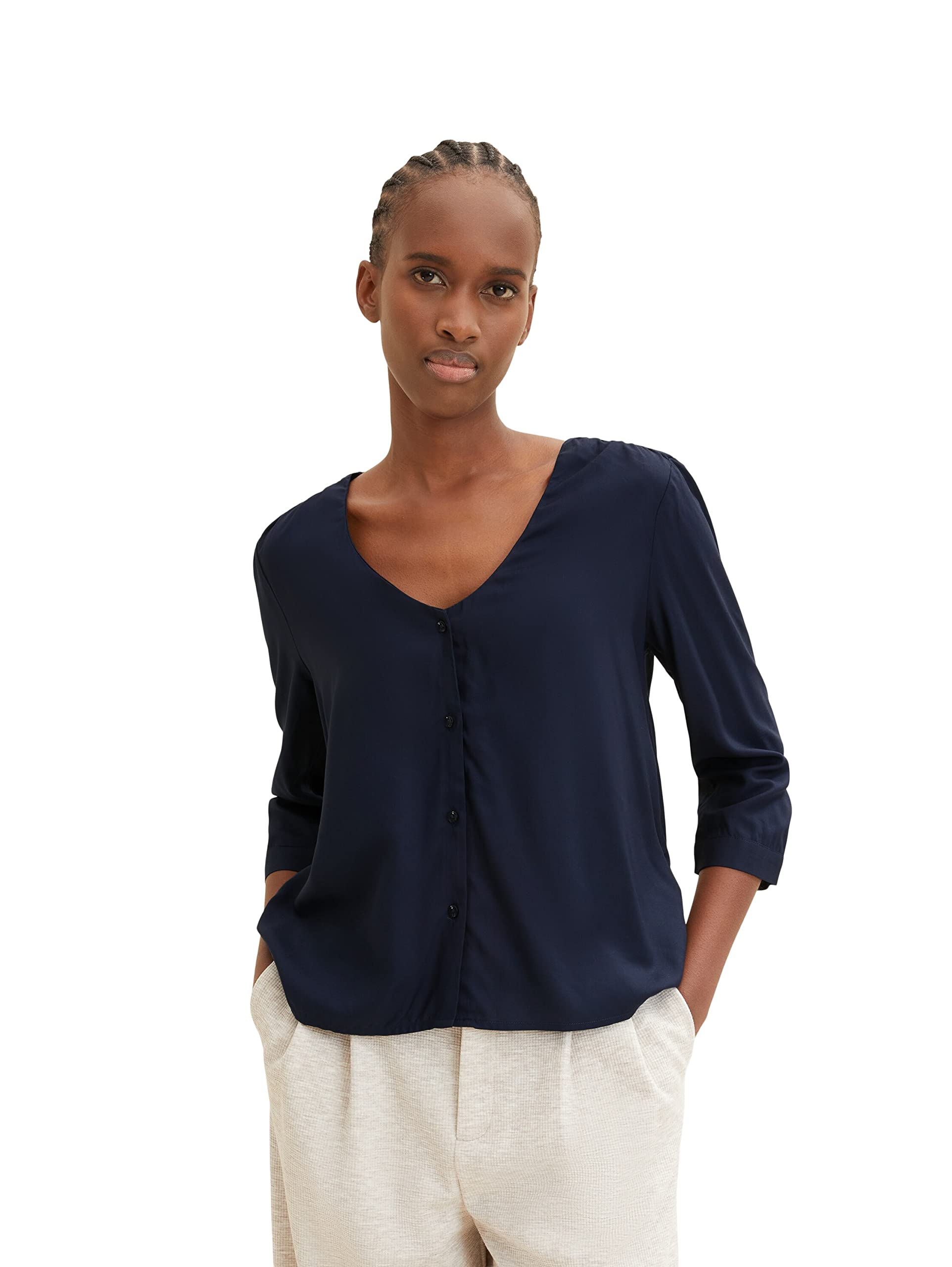 Tom Tailor Denim Ladies Blouse 1035519, 10668 - Sky Captain Blue, Small