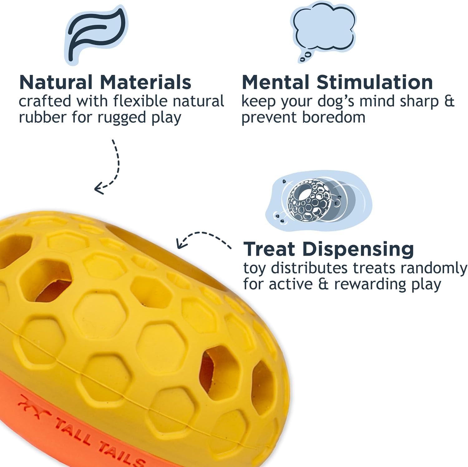Tall Tails Natural Rubber Reward Interactive Dog Toy, Bee Hive