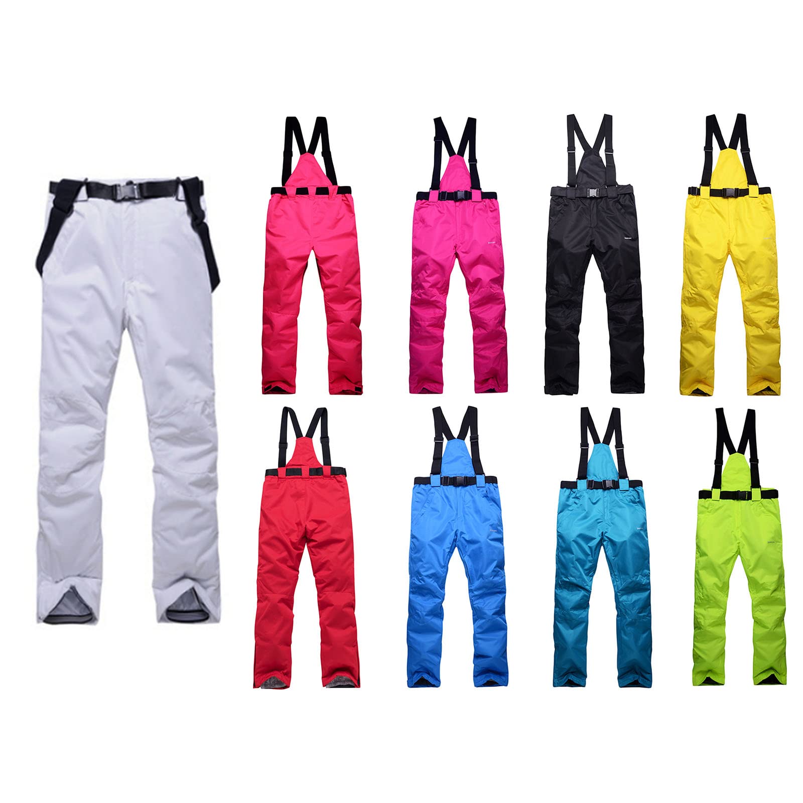 FeMereina Isolierte Ski-Lätzchen für Damen, wasserdicht, Schneehose, winddicht, Snowboard-Overall, Hose mit abnehmbaren Hosenträgern