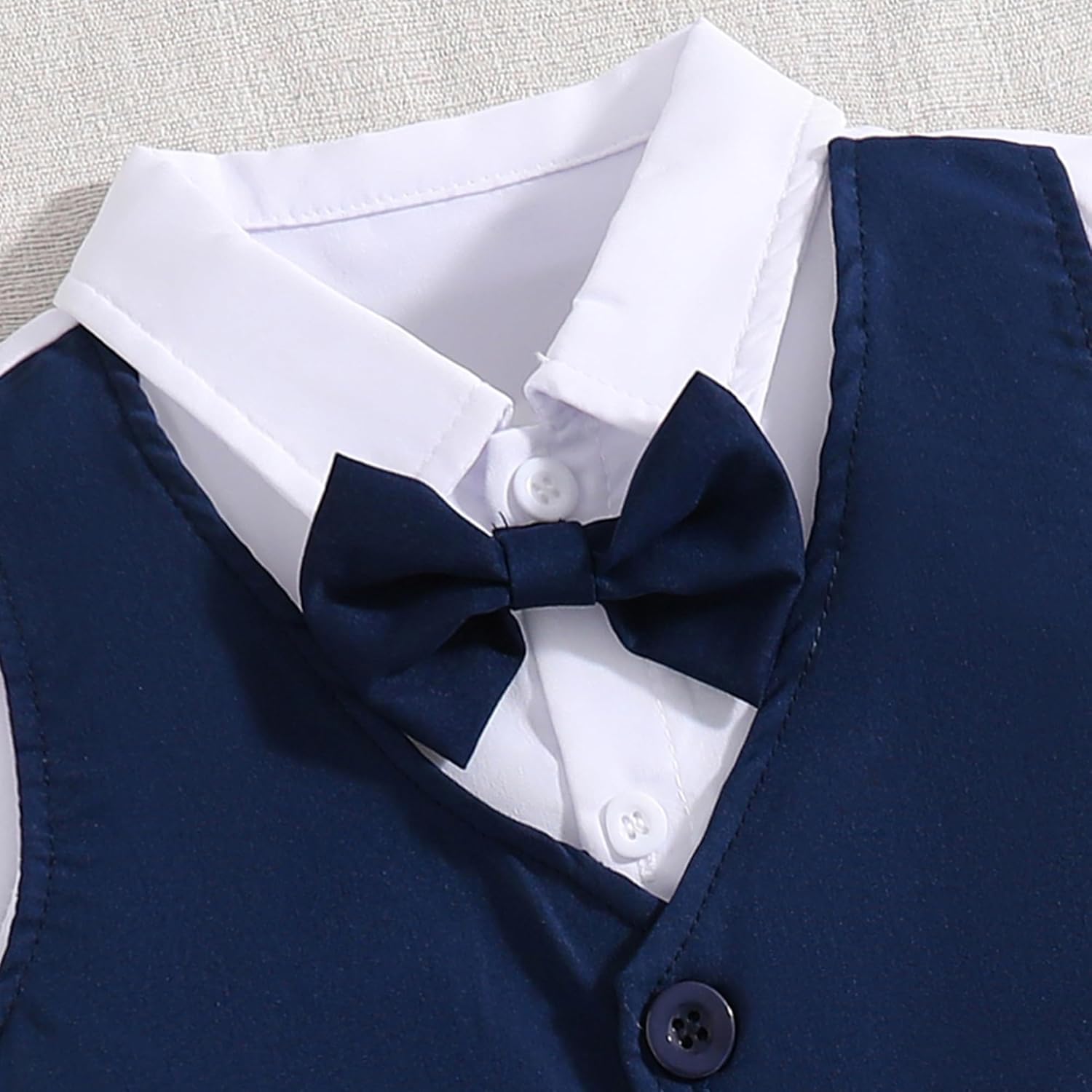 Boy Clothes Kids Formal Suit Summer Short Sleeve Shirt & Shorts Gentleman Outfit 2 Piece Clothing Set - Image 3