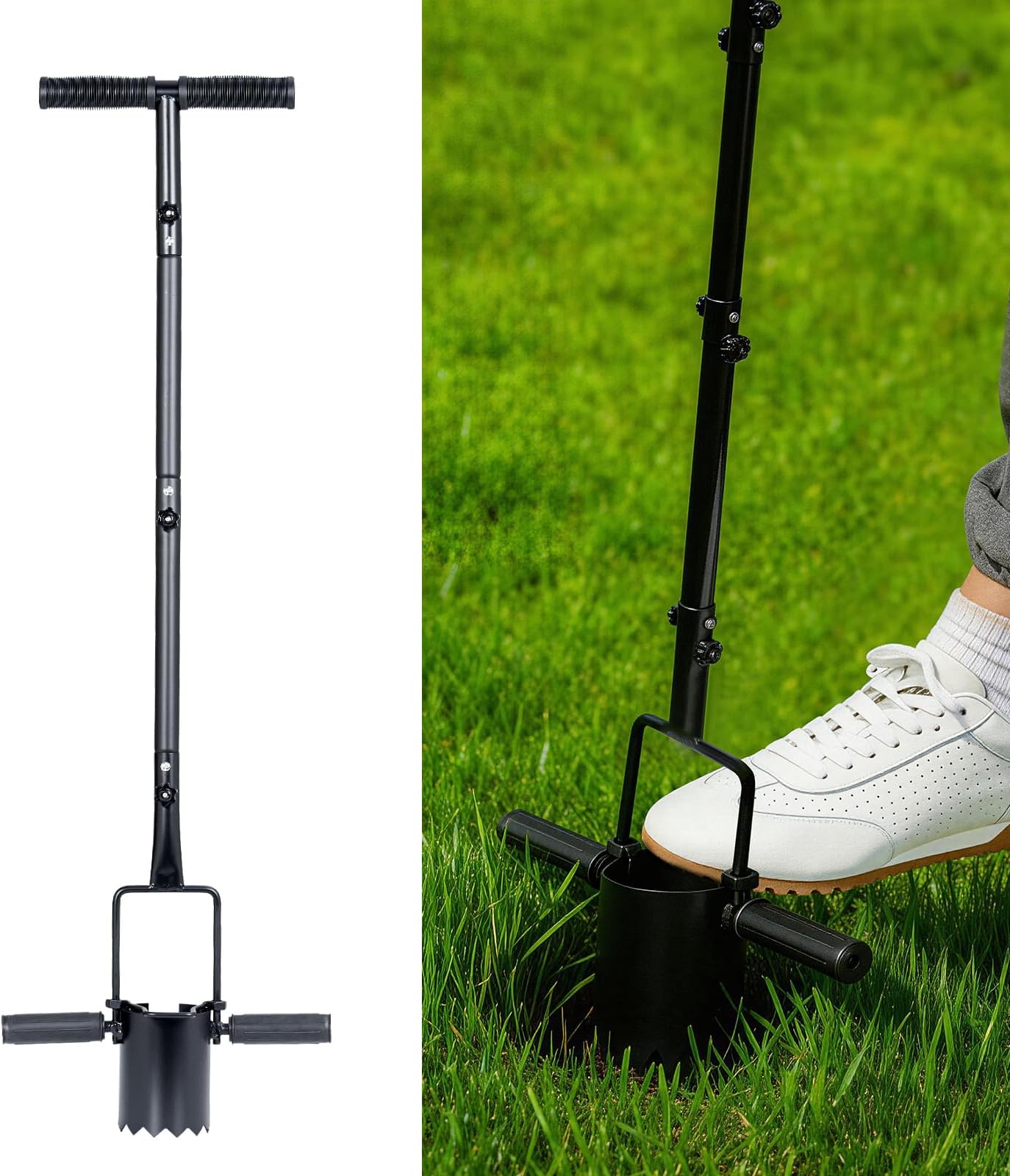 – Bulb Planter Tool Long Handle,Serrated Base for Planting Tulips, Iris, Daffodils,Heavy Duty Garden Transplanting Tool