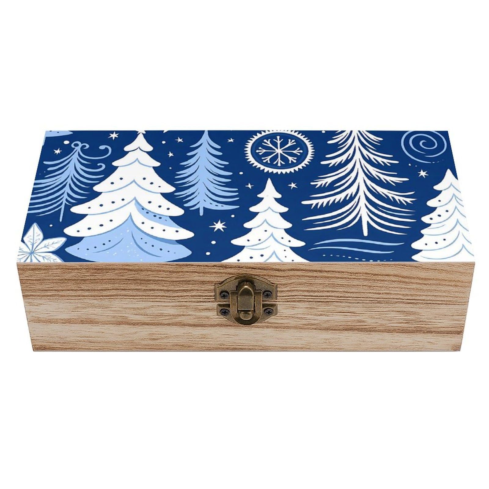 HLBSDM Magical Christmas Tree & Snowflake Retro Wooden Storage Box Jewelry Art Gift Boxs Decorative Keepsake Boxes