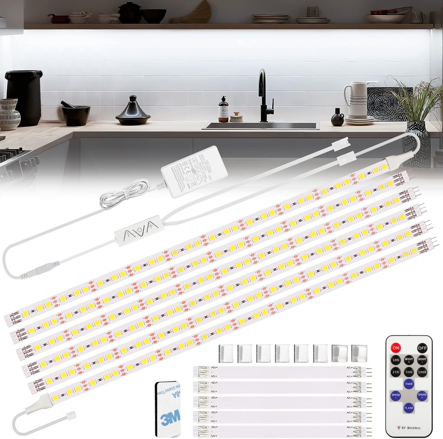 Ledstrip, 3 m, koud wit, 12 V, met afstandsbediening en stekker ...