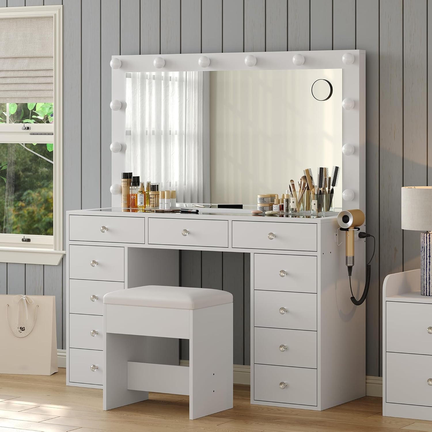 Amazon.com: Yanosaku 11 Drawers Vanity Desk, Makeup Vanity