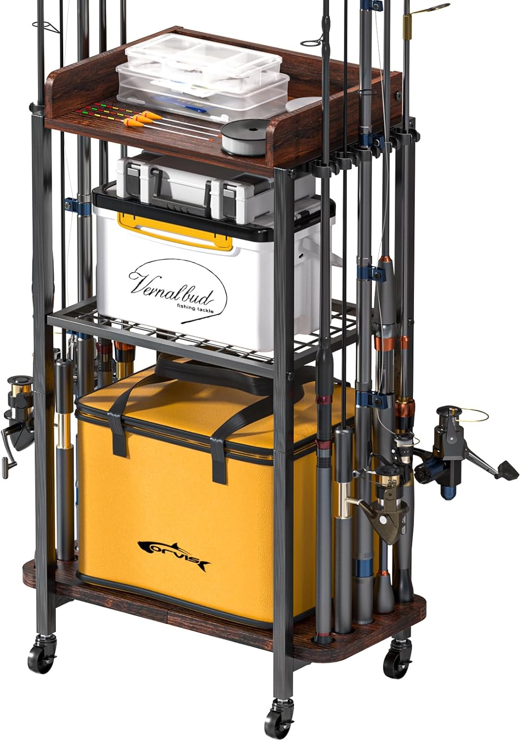 Fishing Rod Holders,Fishing Pole Holders,Fishing Gear and Equipment Organizer Fishing Rod Tackle Cart for Garage Home,Hold Up to 10 Rods or Combos Fishing Rod Holders,Fishing Pole Holders,Fishing Gear and Equipment Organizer Fishing Rod Tackle Cart for Garage Home,Hold Up to 10 Rods or Combos