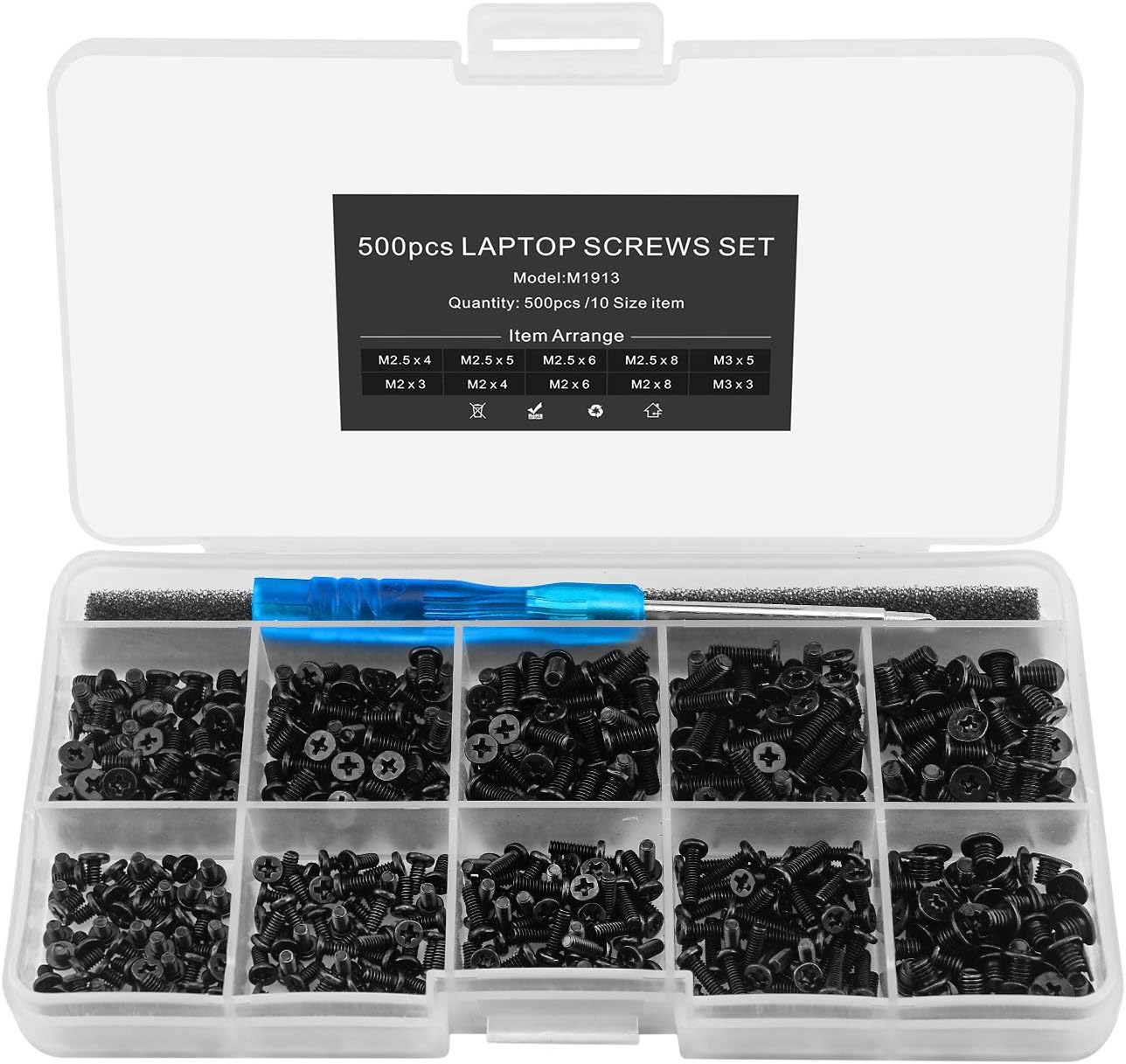 Mcsher 500pcs Laptop Notebook Screws Set Kit for IBM HP Dell Lenovo SAMSUNG Sony Toshiba Acer