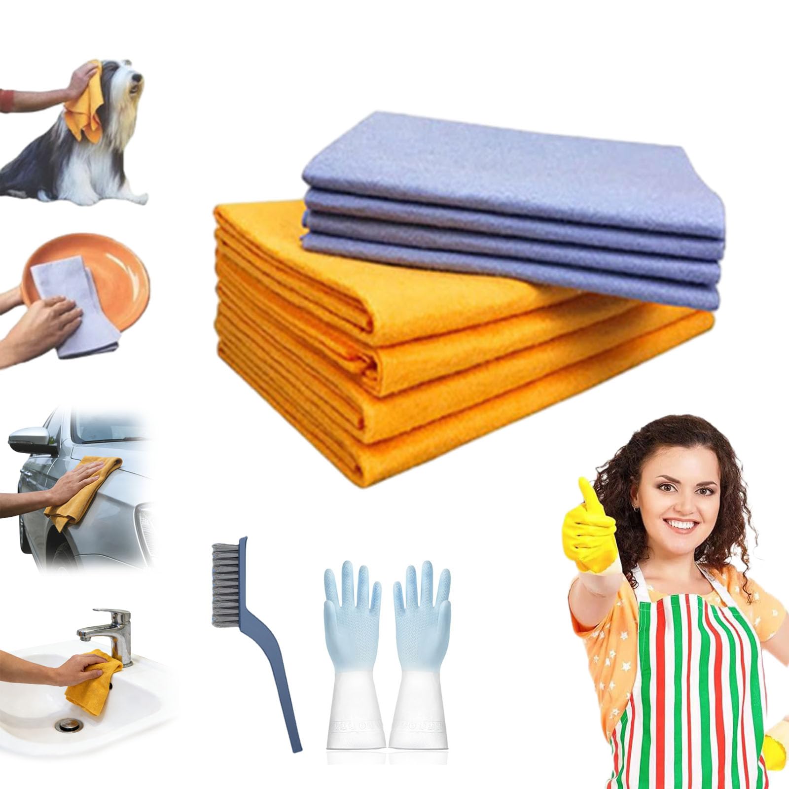Miracle Shammy - Paño milagroso multiusos, ultra absorbente, reutilizable, lavable, no tejido, para coches, ventanas de coche, secado de suelo, limpieza de cocina (3 juegos)