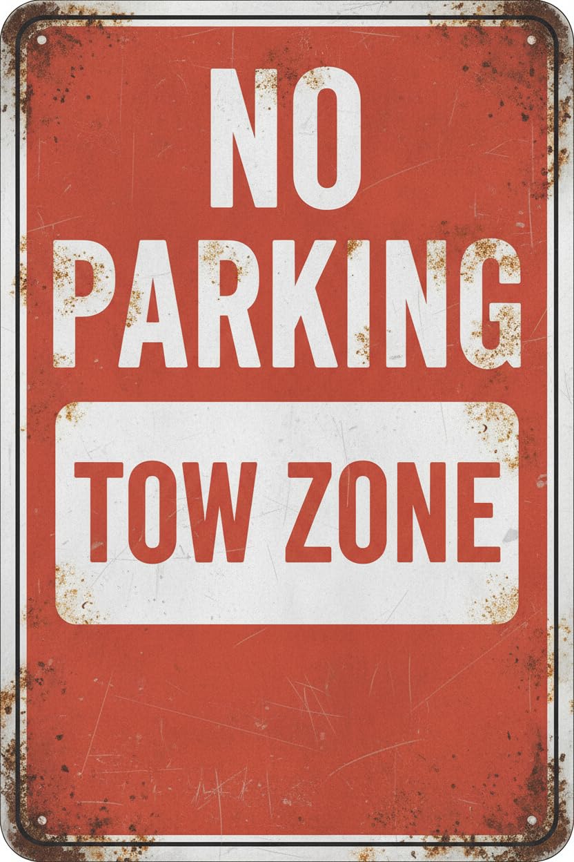 Tow Zone No Parking Tin Sign, 8x12 Inch