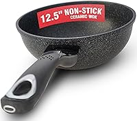 Vista 10 de HOME N KITCHENWARE Wok de cerámica antiadherente - Utensilios de cocina de 9 capas de alta calidad, revestimiento de mármol coreano, aluminio