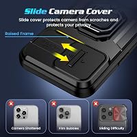 Doeshine iPhone 15 Pro Max Tok, 360° Gyűrűs Állvánnyal, Kamera Védőfedéllel, Katonai Ütésálló Védelem, 2db Képernyővédő Fóliával, Fekete 4