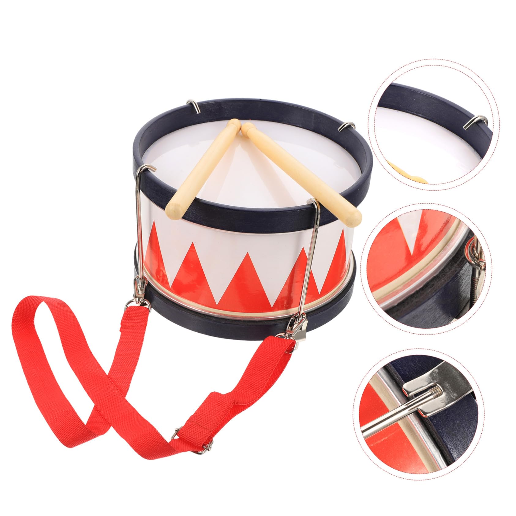 Instrumento de Percusión Infantil y Fortalecer la Relación Familiar para Entrenar el Oído Color Caja de Tambo Pequeño Rojo de Madera y Metal