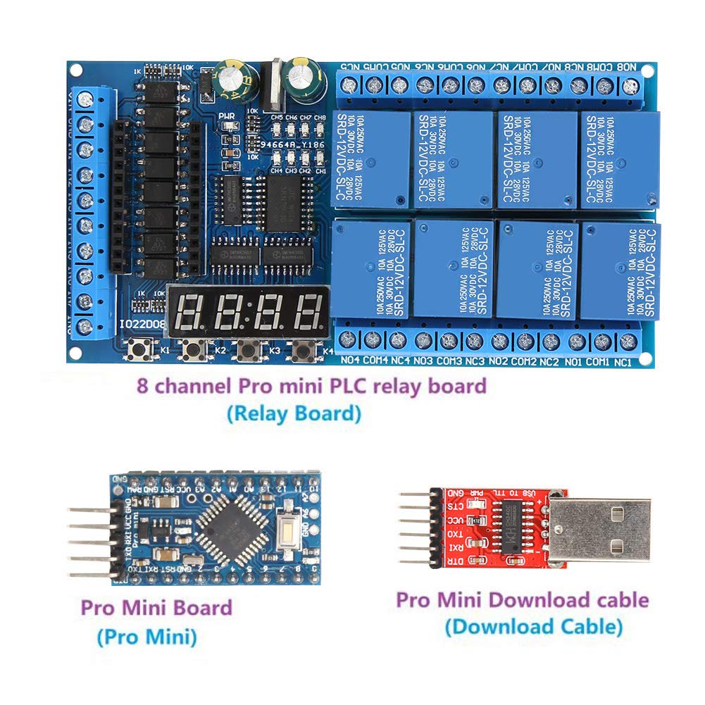 Modulo Schermatura relè Mini PLC DC 12V a 8 Pro, Scheda Interruttore Timer di Ritardo Ad Alte Prestazioni per Progetti, Ideale per Applicazioni di Controllo Motore e Temporizzazione