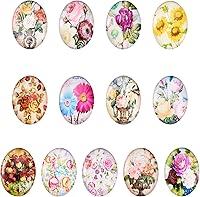 Vista 20 de Craftdady Cabujones de cristal impresos con piel de animal, 0.472 in, media redonda, parte trasera plana, cabujones de cúpula de cristal