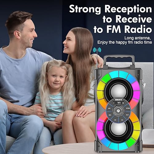 Miniatura 7 de Altavoces Bluetooth de 80 W, gran potente, inalámbrico, TWS, altavoz portátil para fiestas en casa al aire libre con luces LED, subwoofer, radio FM,