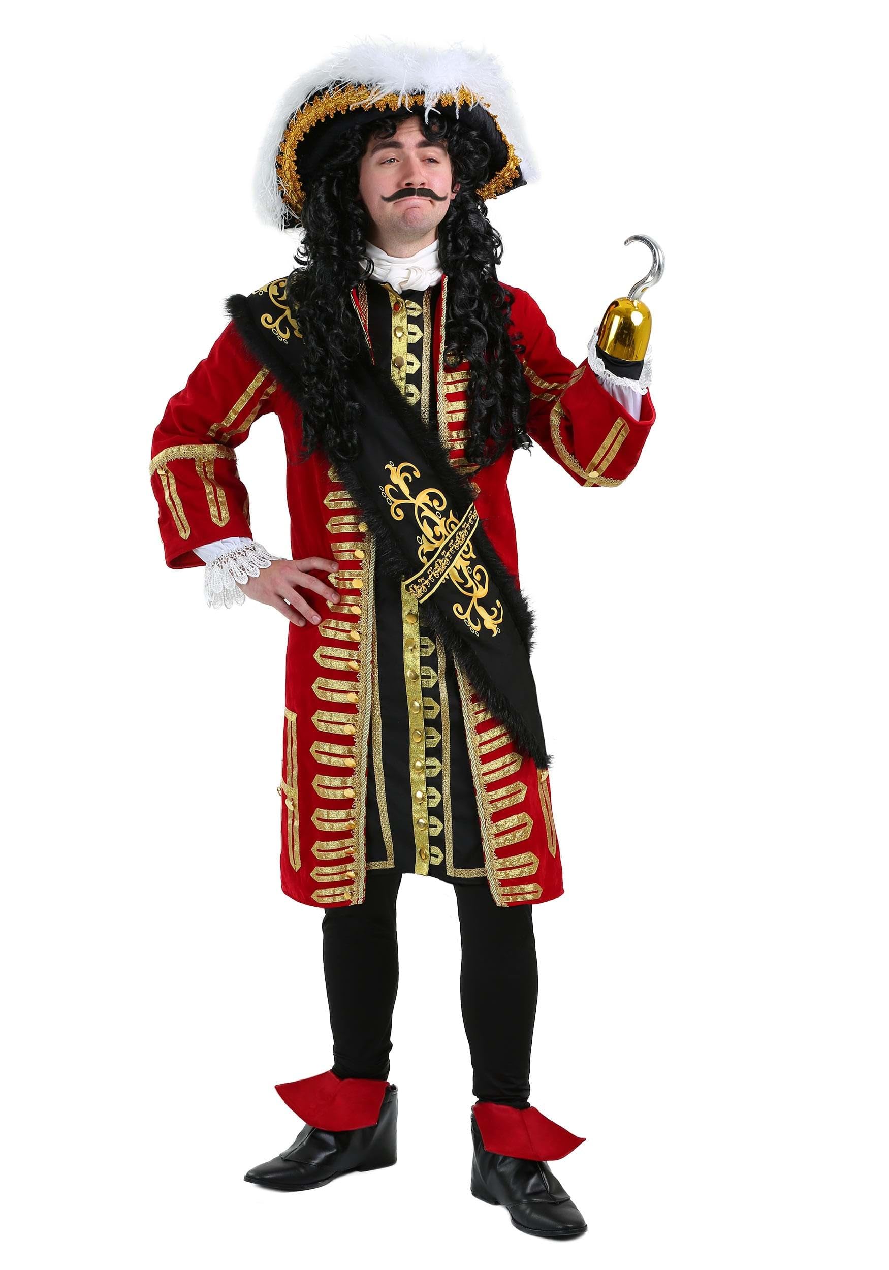 Elite Captain Hook Pirate Fancy Dress Costume Large