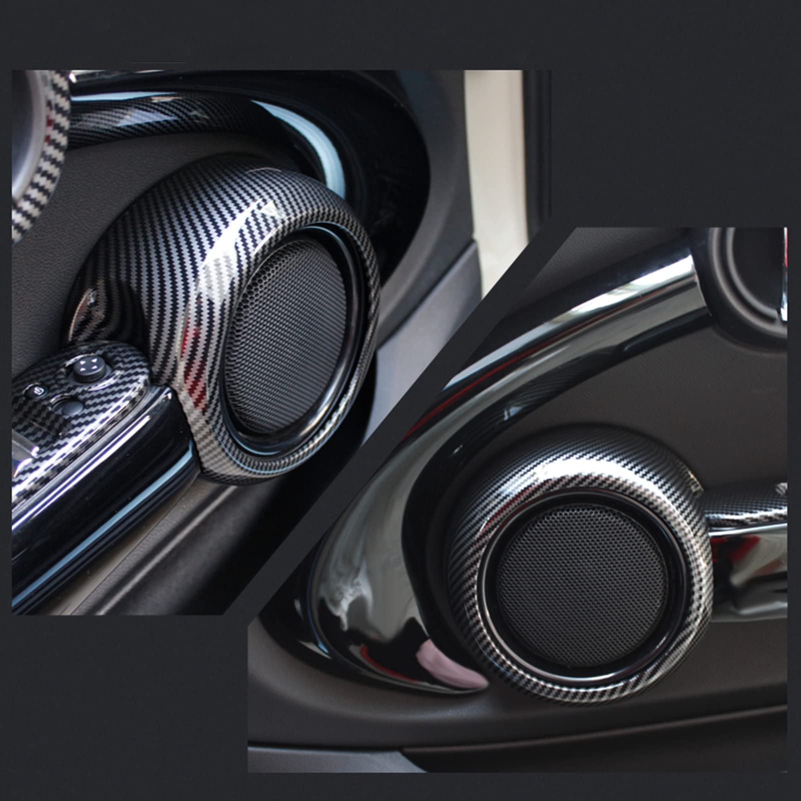 Coperture Altoparlanti Portiera In ABS Effetto Carbonio Per Mini Cooper Hatchback F55 F56 F57 (2014-2021) - 4 Pezzi, Kit Di Ricambio Per Decorazione Porta
