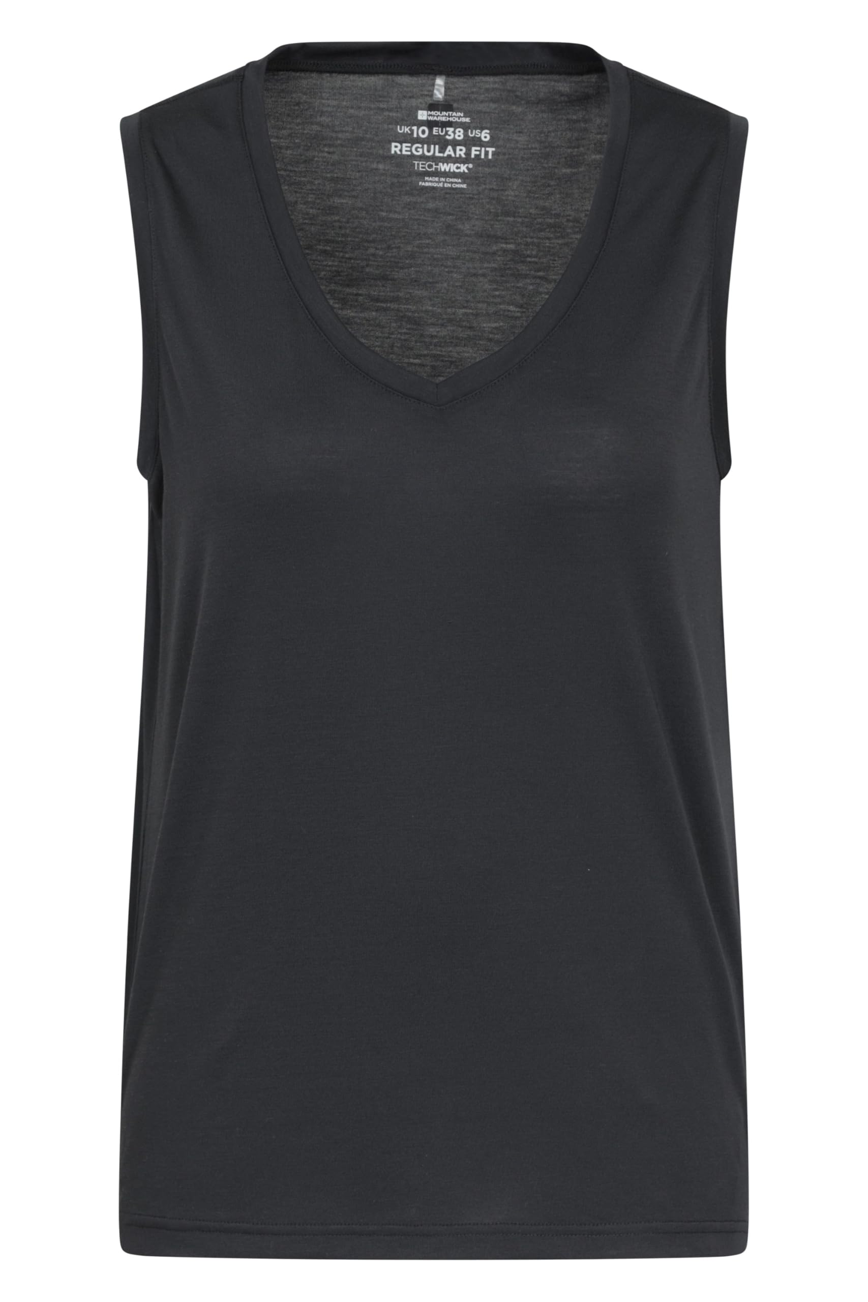 Mountain Warehouse Quick Dry Womens V Neck Vest Black Women's Size 12