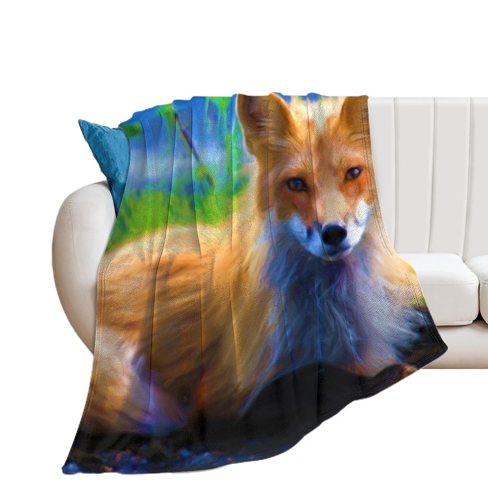 Couverture renard en flanelle pour se rechauffer sur le canape pendant les soirees