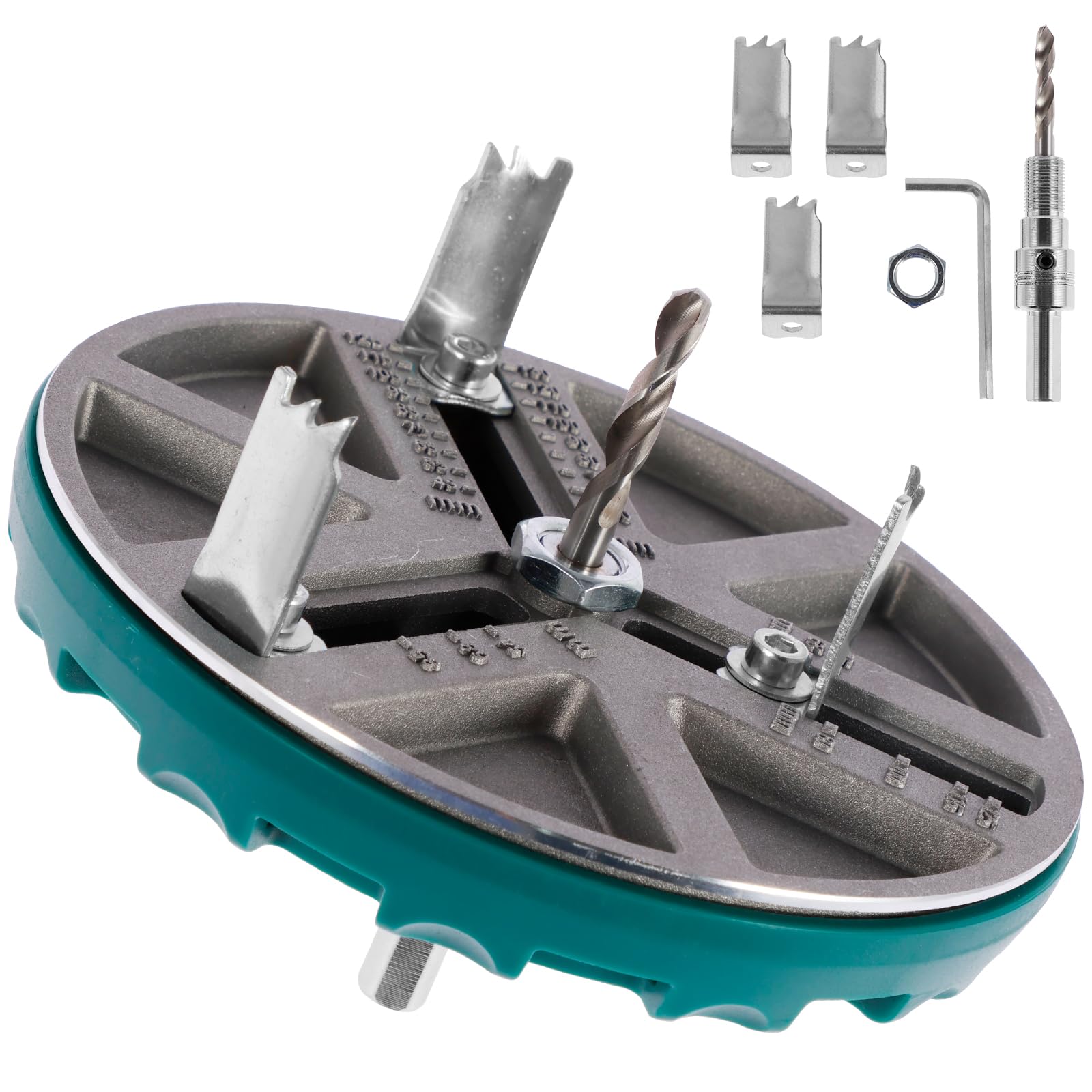 Adjustable Hole Saw, Adjustable Punch Saw Tool for Drilling, Adjustable Round Hole Saw Diameter 45-130MM, Hole Opener Tools, Adjustable Hole Cutter Driller Bit for Woodworking Drywall Materials, Plastic, Softwood (Style 1)