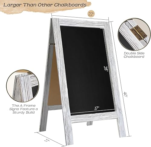 Miniatura 2 de TEAKMAMA Letreros de pizarra de 40 x 20 pulgadas, con marco de tiza, caballete, pizarra de doble cara para negocios, cafetería, bodas, color blanco