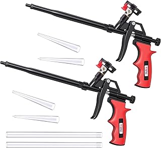 Wolline Professional Spray Foam Insulation Gun (2 Foam Gun + 6 Nozzle), Teflon-Coated Expanding Foam Gun, Foam Dispensing Gun, for Caulking, Insulating Foam Applicator Red - 2 Pack